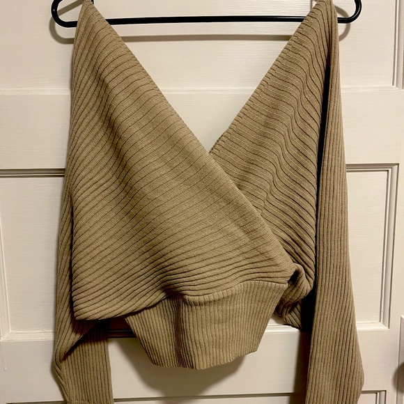 PrettyLittleThing Sweaters - NWT Wrap Off The Shoulder Sweater